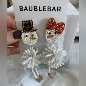 BaubleBar White and Red Beaded Bird Earrings